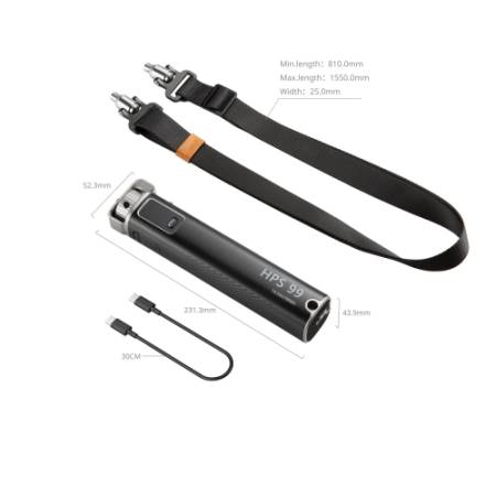 SmallRig 5249 - uchwyt z wbudowanym powerbankiem i paskiem na ramię, zawartość zestawu i wymiary